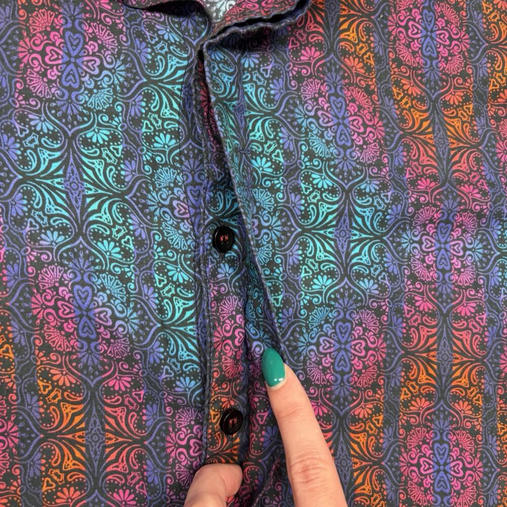 YELLOW Clothing Bangladesh multicolored floral striped long sleeve button down M - Picture 4 of 12